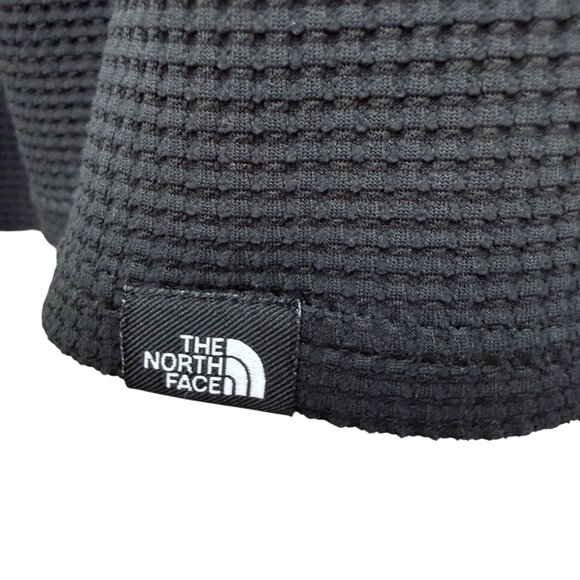 The North Face Mens Henley XXL Black Waffle Knit Long Sleeve Shirt Logo - Picture 8 of 11